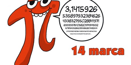 Powiększ grafikę: Grafika przedstawia liczbę Pi, jej rozwinięcie dziesiętne oraz datę 14 marca